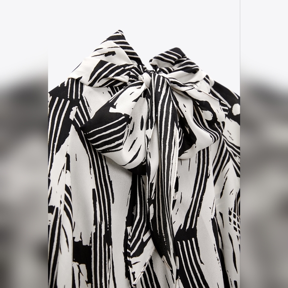 New Zara Tied Printed Blouse - 9479/246 - Picture 3 of 10